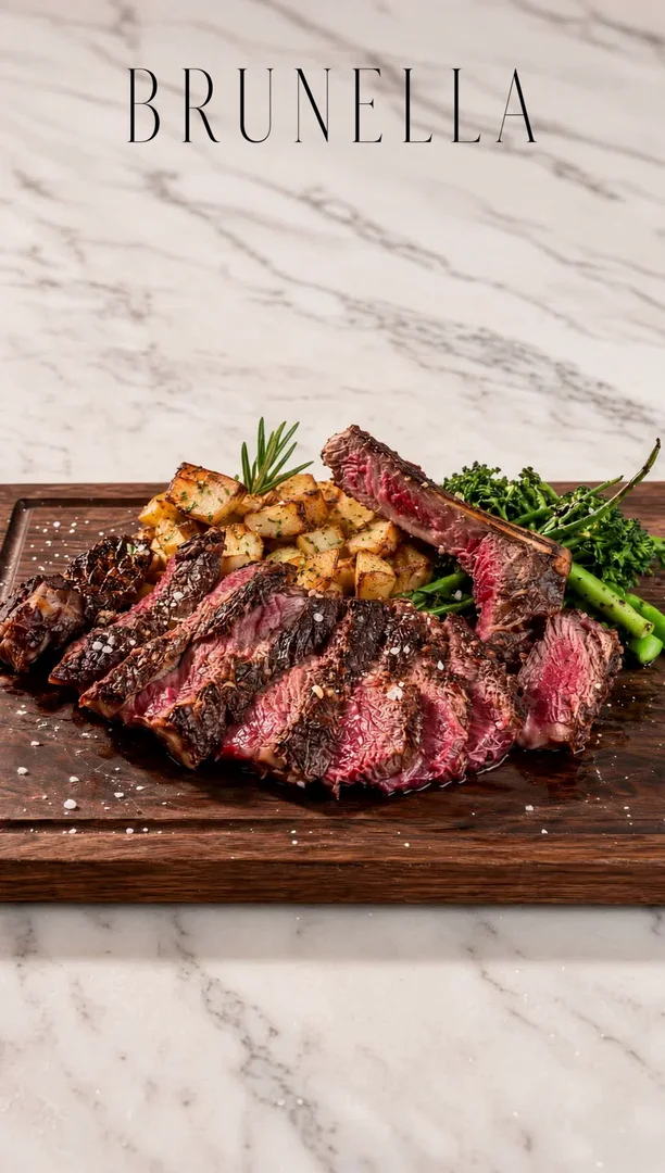 Brunella steak dinner — advertising orbit, E Leon Myers